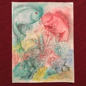 Original Watercolor of Fish